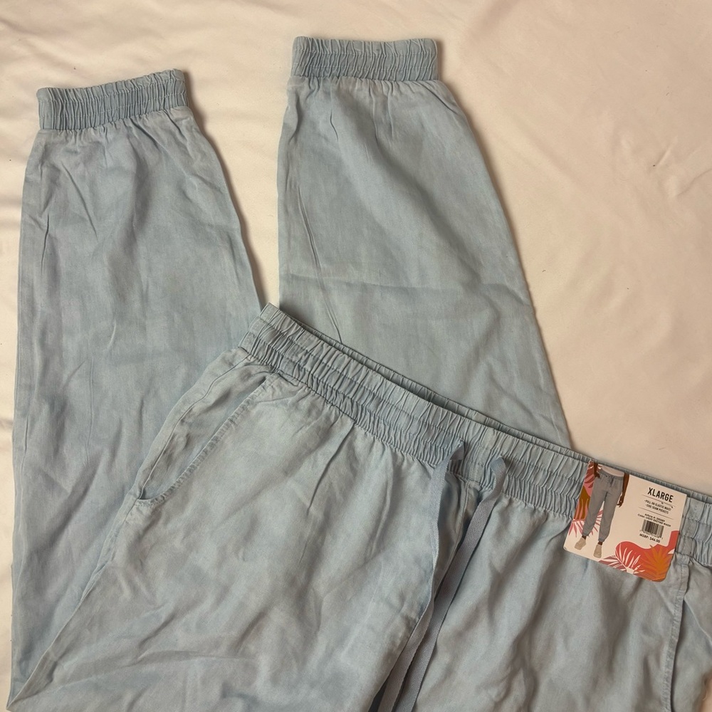 NWT Coastal Comfort Joggers Women’s XL Light Enzyme Wash Blue Drawstring Pockets